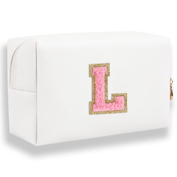 Small Personalized Letter Makeup Bag, Cute Pu Leather Chenille Letters🤎 - Picture 5 of 5